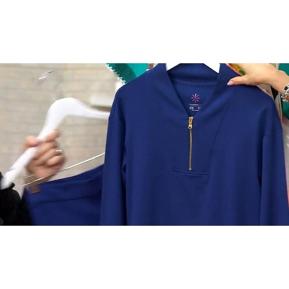 Isaac Mizrahi Live Essentials Pima Cotton QuarterZip Royal Navy X-Large LN/NWT